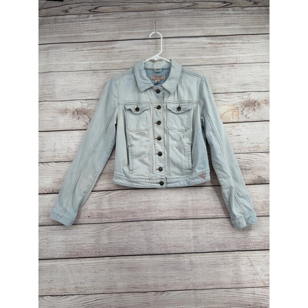Vintage 90s Guess jeans Button Down‎ Denim Jacket Small Blue Light Wash